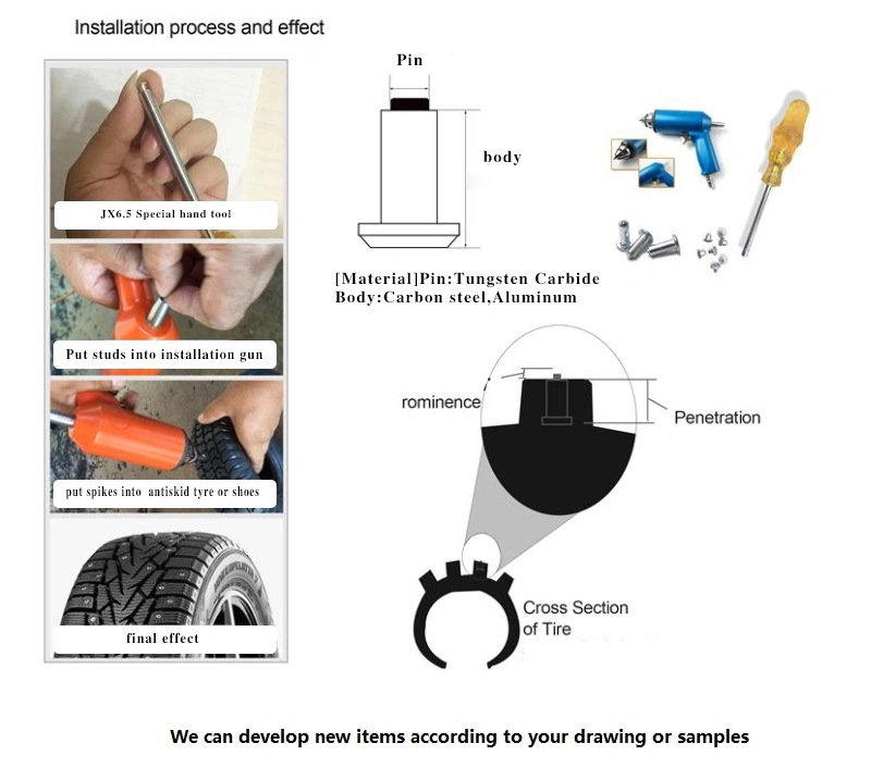 Manufacture Tungsten Carbide Studs Jx6.5X5.7-1 for Fat Bicycle