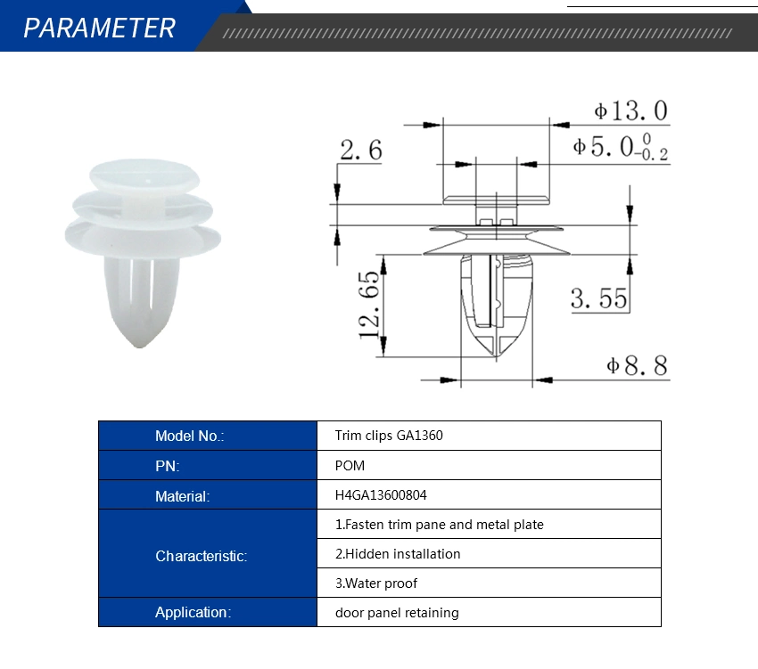 GM509 Plastic Auto Fasten Parts Nylon Snap Clips Fastener for Car Fender