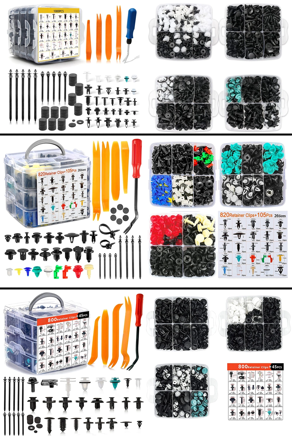 620 PCS Universal Auto Retainer Clips Fasteners Kit - Plastic Push Pins Rivets Set with Removal Tool - 16 Most Popular Sizes Compatible